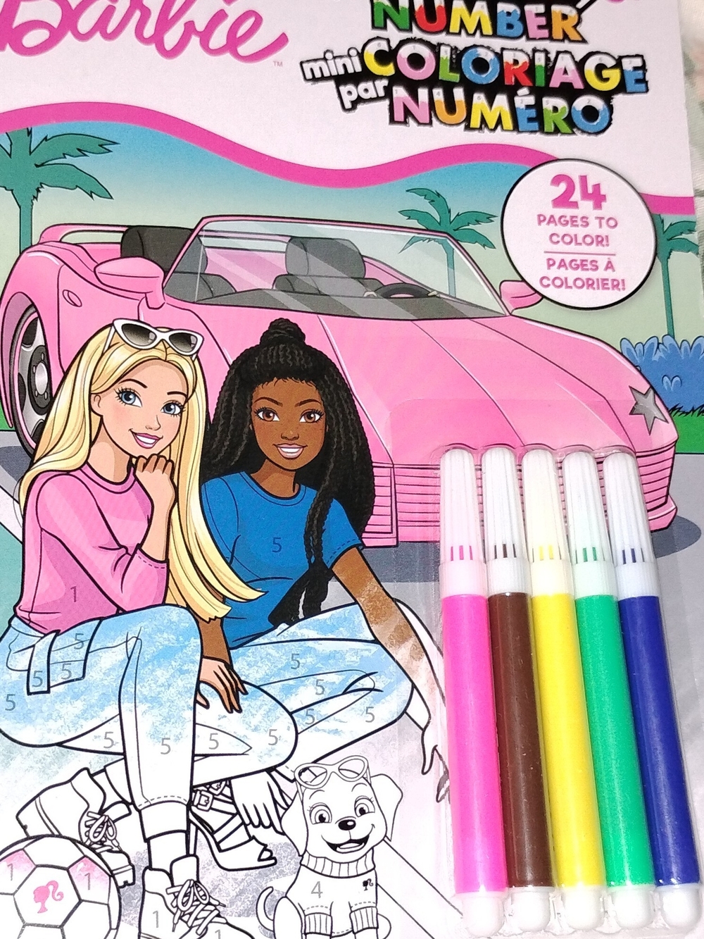 Barbie Pink Convertible Coloring Book with Markers - Barbie Home Party Supplies
